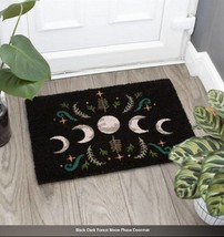 Natural Doormat-coir-Black Dark Forest Moon Phase Doormat-home decor, ec... - $37.07