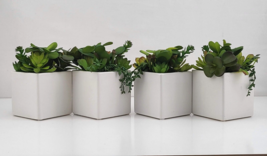 Lot of 4 Mini Artificial Succulent Fake Plants Ceramic White Planter Pot 4x4x7&quot; - £19.83 GBP