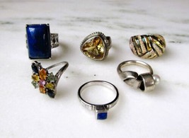 Vintage Sterling Silver Ring Lot Multi Colored Stones ETC6929 - £97.38 GBP