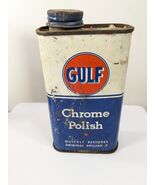 GULF Chrome Polish Metal Can oil tin can gas station automtoive advertis... - $1,448.68 MXN