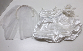 Build A Bear Workshop 3 Pc White Wedding Dress Veil Headband &amp; Wrist Bouquet - £11.89 GBP