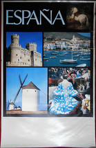 Original Poster Spain Espana Tourism Windmill Castle Sea Horse People 1982 - £57.81 GBP
