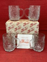 4 Princess House Fantasia Poinsettia 9 oz Crystal Beverage Mug Set #516 USA - £27.08 GBP