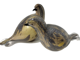 Pair of Doves Arte Murano Icet Gold Silver Flecks Glass Figurines Bird V... - £154.77 GBP