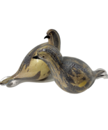 Pair of Doves Arte Murano Icet Gold Silver Flecks Glass Figurines Bird V... - $197.01