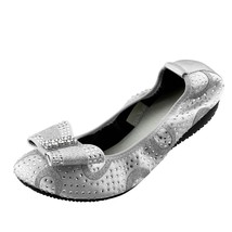 Silver Ballet Flats for Women Comfy Shoes Spring Autumn Plus Size 43 44 45 Confo - £56.10 GBP