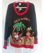 Feliz Navidad Knit Ugly Sweater XL 20-22 Crew Neck Holiday Sombrero Chil... - $29.09