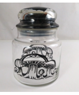 Vintage 70’s Mushroom Design 5.5&quot; Glass Jar With Lid - $9.89
