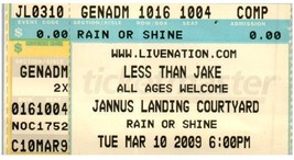 Less Than Jake Ticket Stub Marzo 10 2009 St.Petersburg Florida - £27.79 GBP