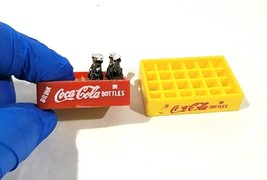 2 Vintage Super Tiny Miniature Coke Crates And Bottles - $21.78