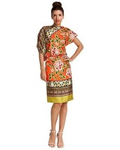 New NWT $495 Womens Silk Josie Natori Dress Designer Orange Flowers Purp... - £386.87 GBP