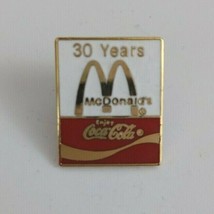 Vintage Enjoy Coca Cola 30 Years McDonald&#39;s .75&quot; Lapel Hat Pin - $10.40