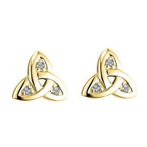 0.15 Ct Round Cut Moissanite Yellow Gold Plated SilverTrinity Knot Stud Earrings - $28.04+