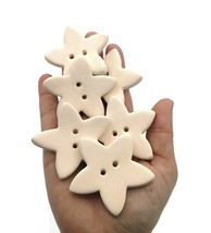 Handmade Blank Unpainted Star Sewing Buttons Ready To Paint Ceramic Bisque - £24.77 GBP