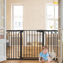Cumbor 29.7-57&quot; Extra Wide Baby Gate for Stairs Tall Pet Puppy Fence Gate, Black - £64.74 GBP