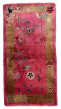 Handmade antique Art Deco Chinese rug 1.9&#39; x 3.8&#39; (60cm x 116cm) 1920s - £987.20 GBP