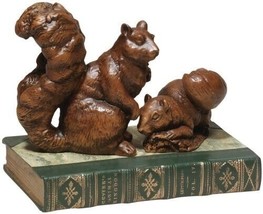 Bookends Bookend MOUNTAIN Lodge 2 Park Squirrels on Book Resin Hand-Painted - £223.02 GBP