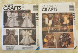 2 McCall&#39;s Christmas Angels 13.5&quot; Tree Topper Ornaments Patchwork Stocking Vtg  - £10.31 GBP