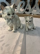 Vtg Lefton Persian Mom Cat And Baby  Japan Porcelain Figurine H1514 White Cats - £12.62 GBP