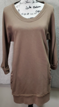 Soft Surroundings Sweater Dress Womens Small Brown Cotton Long Sleeve Ro... - $23.04