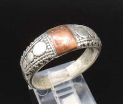 925 Sterling Silver - Vintage Two Tone Dotted Detail Band Ring Sz 10 - RG25627 - £33.35 GBP