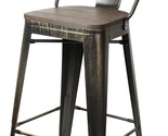 45-Inch Antique Finish Series Metal Stool Chair With Dark Wood Seat, Black - £149.95 GBP