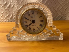 Godinger Crystal Legends Hand Crafted 24% Lead Crystal Mantle Clock 6&quot; - £11.74 GBP