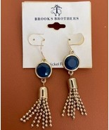 Brooks Brothers Womens Silver Studded Blue Crystal Rhinestone Tassel Ear... - £14.93 GBP