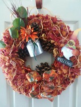 Fall Farmhouse Wreath/Fall Decoration-16&quot; Front Door Wreath-Thanksgiving Wreath - £28.41 GBP