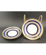 2 Crown Ducal &#39;Duchess&#39; Saucers, Gold And Cobalt On Porcelain, 4.75&quot; Dia... - $10.00