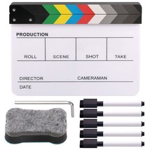 Movie Film Clap Board, Acrylic 10"X12" Acrylic Dry Erase Director Clapboard, Pro - £26.66 GBP