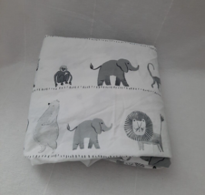 Pottery Barn Kids ~ Lawson Animals Lion Elephant Monkey Crib Sheet White... - $16.78