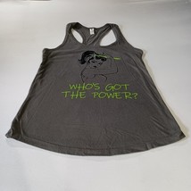 Ideal Women&#39;s Racerback Tank Top Gray Size M WHO&#39;S GOT THE POWER Workout... - $14.85