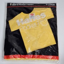 NEW Vintage 1988 Hanes Men's Pocket T-Shirt Yellow X Large XL - $19.35