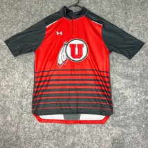 Utah Utes Mens Shirt Large Red Black Under Armour 1/4 Zip Pullover NCAA Football - £23.15 GBP