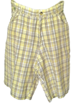 Phat Farm Bermuda Shorts Men&#39;s Size 36 Gold/Blue/Yellow Plaid Cotton Golf - £14.95 GBP