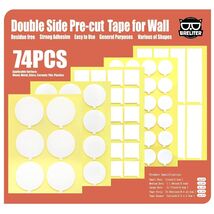 Pre-Cut Double Sided Tape for Wall - 74Pcs Clear Sticky Tape for Picture... - $7.91