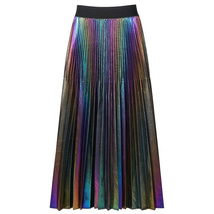 Rainbow Long Pleated Skirt Womens Pleated Skirt Outfit High Waisted image 2