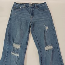Levi’s 724 High Rise Straight Women's Blue Cotton Distressed Jeans Size 29 29×30 image 9