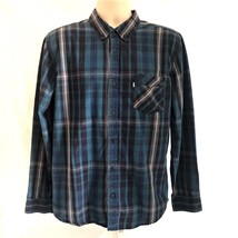 Levis Vintage Mens Blue Plaid Button Front Shirt Large Front Pocket Cott... - $24.74