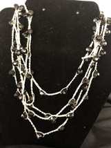 vtg Deco Style Flapper Necklace Black Long Beaded 50&quot; - $19.77