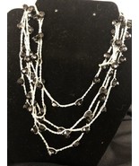 vtg Deco Style Flapper Necklace Black Long Beaded 50&quot; - £15.63 GBP