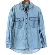 Free People Womens S Chambray Denim Shirt Button Front Retro Urban Classic  - £19.30 GBP