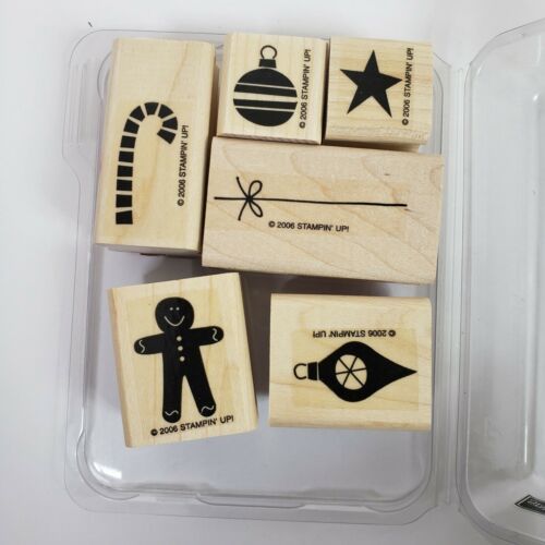 Stampin Up Christmas Stamp Set Hung Up on the Holidays Wood Mounted 6 ...