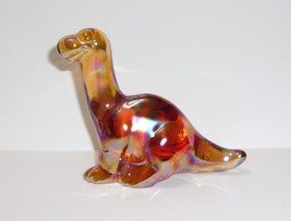 Fenton Glass Amber Carnival Dinosaur Figurine Mosser Made In USA - £61.30 GBP