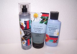 Bath &amp; Body Works Chamomile &amp; Honey 3 Piece Set - Scrub Lotion &amp; Mist New - £46.56 GBP