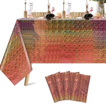 4 Pack Iridescent Plastic Tablecloths Shiny Disposable Laser Rectangle Table Cov - $16.99