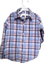 Janie And Jack Toddler Boy Button Up Shirt Size 3 Blue Plaid 100% Cotton - $7.10