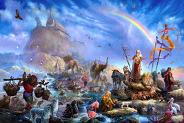 painting Giclee Decor Noah&#39;s Ark Rainbow Redemption Art Oil printed on canvas - £7.58 GBP+