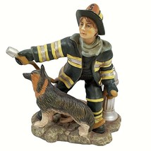 Firefighter Figurine Fireman Dog Hose Fire Hydrant Heartland Mint 8&quot; Rare USA - £36.47 GBP